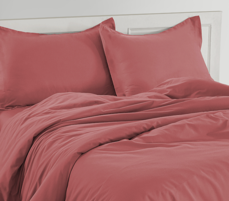 100% Organic Washed Cotton  Quilt Cover Set - Red Violet